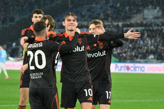 19th January 2026, Stadio Olimpico, Rome, Italy; Italian Serie A Football; Lazio versus Como; Nico Paz of Como 1907 celebrates after scoring goal in the 49th minute for 0-3  AllShotLive