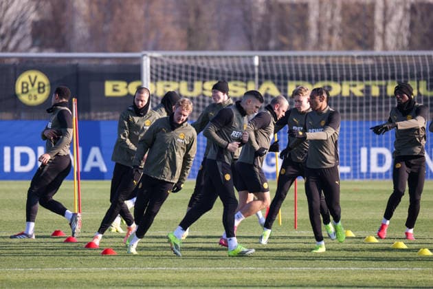 Dortmund, Deutschland 19. Januar 2026: Champions League - 2025 2026 - Borussia Dortmund Abschlusstraining Im Bild: Die Spieler von Borussia Dortmund beim Abschlusstraining in Dortmund vor dem UCL Spiel gegen Tottenham Hotspur in London Trainingsgelände Hohenbuschei Nordrhein Westfalen Copyright: xFotostandx xFantinix