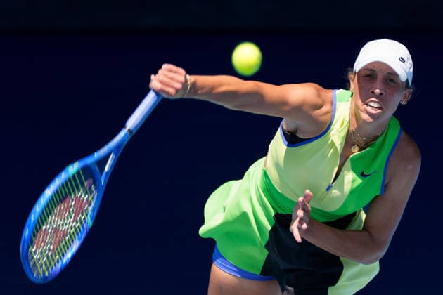 January 20, 2026: 9th seed MADISON KEYS of the USA in action against OLEKSANDRA OLIYNYKOVA of Ukraine on Margaret Court Arena in a Women s Singles 1st round match on day 3 of the 2026 Australian Open in Melbourne, Australia. KEYS won 76 61. Cal Media Melbourne Australia - ZUMAc04_ 20260120_faf_c04_004 Copyright: xSydneyxLowx