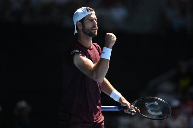 TENNIS AUSTRALIAN OPEN, Karen Khachanov of Russia reacts during the Men™s first round match agains Alex Michelsen of USA on day 3 of the 2026 Australian Open tennis tournament at Melbourne Park in Melbourne, Tuesday, January 20, 2026. ( NO ARCHIVING MELBOURNE VICTORIA AUSTRALIA  Copyright: xLUKASxCOCHx 20260120170826540284