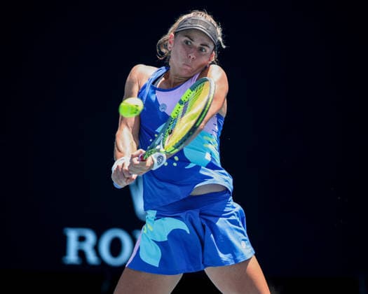 Julia Grabher (AUT), Australian Open 2026, Melbourne Park, Melbourne, Victoria, Australia. Copyright: xJuergenxHasenkopfx