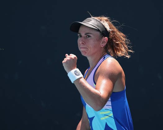 Julia Grabher (AUT), Australian Open 2026, Melbourne Park, Melbourne, Victoria, Australia., Julia Grabher (AUT) macht die Faust und jubelt, Jubel, Freude, EmotionJulia Grabher (AUT), Australian Open 2026, Melbourne Park, Melbourne, Victoria, Australia. Copyright: xJuergenxHasenkopfx