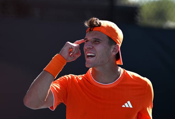 TENNIS AUSTRALIAN OPEN, Jakub Mensik of Czech Republic reacts after winning the Men™s 1st round match against Pablo Carreno Bustaof Spain on day 3 of the 2026 Australian Open tennis tournament at Melbourne Park in Melbourne, Tuesday, January 20, 2026. ( NO ARCHIVING MELBOURNE VICTORIA AUSTRALIA  Copyright: xJOELxCARRETTx 20260120187226481520