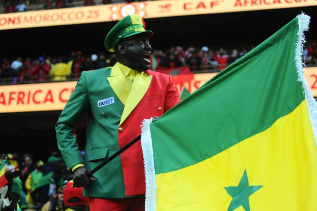 RABAT, MOROCCO - JANUARY 18: Senegal Fans during the Africa Cup of Nations (AFCON) Final match between Senegal and Morocco at Complexe Sportif Moulay Abdellah Stadium on January 18th in Rabat, Morocco. Photo by Segun Ogunfeyitimi Copyright: xshengolpixsx