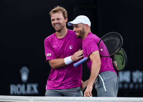 Kevin Krawietz, Tim Puetz jubeln nach dem Sieg, Jubel,Freude,Emotion, Herren Doppel, Men s Doubles Australian Open 2026, Melbourne Park, Melbourne, Victoria, Australia. Copyright: xJuergenxHasenkopfx