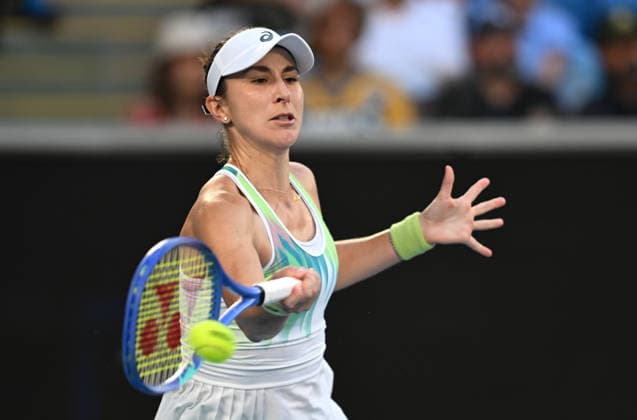 TENNIS AUSTRALIAN OPEN, Belinda Bencic of Switzerland in action during the Women™s 1st round match against Katie Boulter of Great Britain on day 3 of the 2026 Australian Open tennis tournament at Melbourne Park in Melbourne, Tuesday, January 20, 2026. ( NO ARCHIVING MELBOURNE VICTORIA AUSTRALIA  Copyright: xLUKASxCOCHx 20260120179422747009