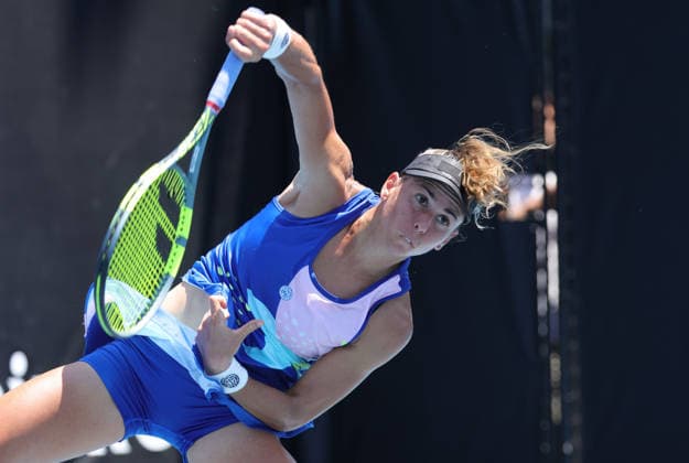 Julia Grabher, AUT, during first round of 2026 Australian Open in Melbourne, 20 01 2026; -
