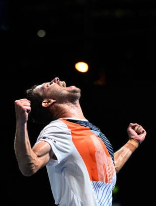 TENNIS AUSTRALIAN OPEN, James Duckworth of Australia celebrates winning the Men™s 1st round match against Dino Prizmic of Croatia on day 3 of the 2026 Australian Open tennis tournament at Melbourne Park in Melbourne, Tuesday, January 20, 2026. ( NO ARCHIVING MELBOURNE VICTORIA AUSTRALIA  Copyright: xJOELxCARRETTx 20260120187233846713
