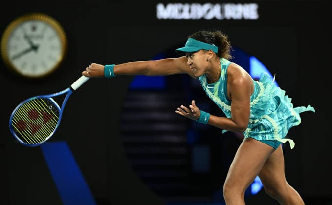 TENNIS AUSTRALIAN OPEN, Naomi Osaka of Japan serves during the Women™s 1st round match against Antonia Ruzic of Croatia on day 3 of the 2026 Australian Open tennis tournament at Melbourne Park in Melbourne, Tuesday, January 20, 2026. ( NO ARCHIVING MELBOURNE VICTORIA AUSTRALIA  Copyright: xJOELxCARRETTx 20260120163017376983