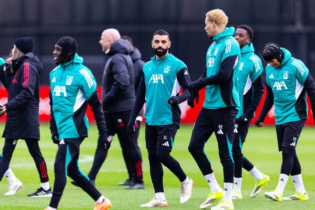 Football - UEFA Champions League - Olympique de Marseille v Liverpool FC - MD-1 LIVERPOOL, ENGLAND - Tuesday, January 20, 2026: Liverpool s Mohamed Salah during a training session at the AXA Training Centre ahead of the UEFA Champions League match between Olympique de Marseille and Liverpool FC. (Photo by Jessica Hornby Propaganda)  Copyright: xDavidxRawcliffex P2026-01-20-LFC-Training-Marseille-8
