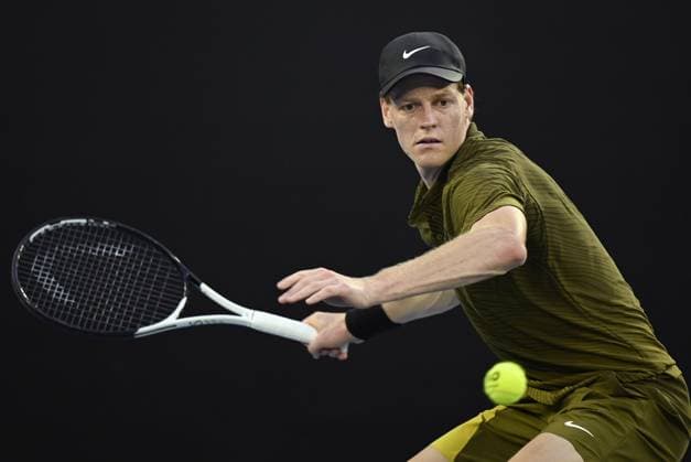(260120) -- MELBOURNE, Jan. 20, 2026 -- Jannik Sinner hits a return during the men s singles 1st round match between Hugo Gaston of France and Jannik Sinner of Italy at the Australian Open tennis tournament in Melbourne, Australia, Jan. 20, 2026. (Photo by Xinhua) (SP)AUSTRALIA-MELBOURNE-TENNIS-AUSTRALIAN OPEN-MEN S SINGLES-DAY 3 WangxShen 