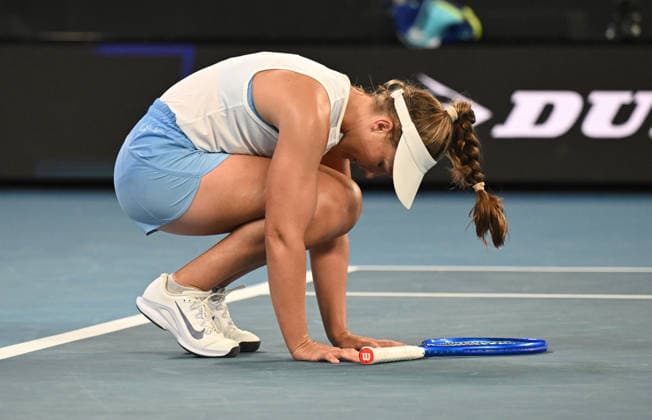 TENNIS AUSTRALIAN OPEN, Maddison Inglis of Australia reacts after winning the Womens 1st round match against Kimberly Birrell of Australia on day 3 of the 2026 Australian Open tennis tournament at Melbourne Park in Melbourne, Tuesday, January 20, 2026. ( NO ARCHIVING MELBOURNE VICTORIA AUSTRALIA  Copyright: xLUKASxCOCHx 20260121120067565442