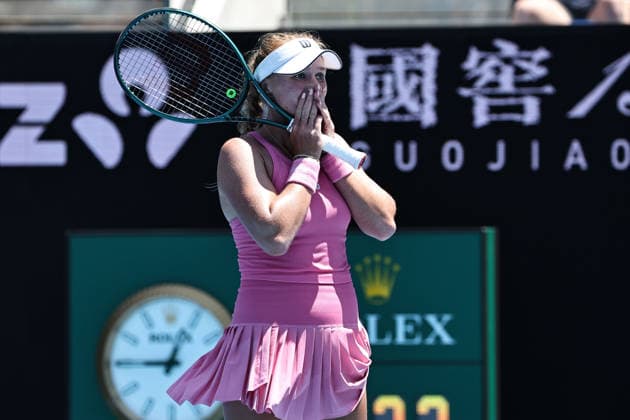 Taylah Preston, AUS, after first round of 2026 Australian Open in Melbourne, 20 01 2026; -