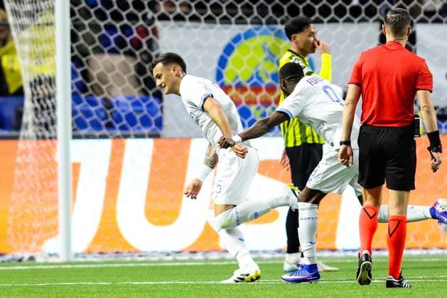 Club s Aleksandar Stankovic celebrates after scoring during a soccer game between Kazakh FC Kairat Almaty and Belgian Club Brugge KV, Tuesday 20 January 2026 in Astana, Kazakhstan, on day seven of the League phase of the UEFA Champions League tournament. BRUNOxFAHY  x157271655x