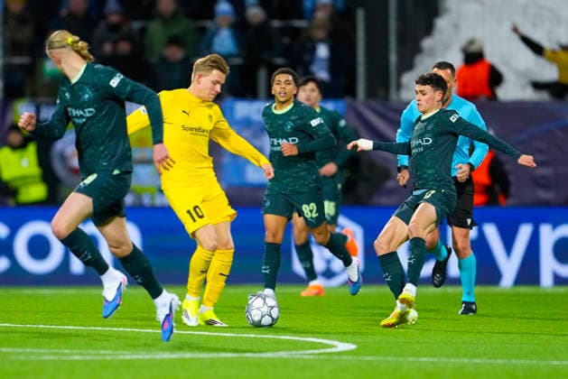 Football, Champions League 2025 2026 Bodo Glimt Manchester City Bodo 20260120 The Champions League football match between Bodo Glimt and Manchester City at Aspmyra Stadium Photo Fredrik Varfjell NTB Bodo Norway EDITORIAL USE ONLY RESTRICTED USE FOR BETTING COMPANIES  Copyright: xFredrikxVarfjellx xNTBx