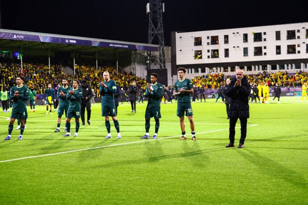 Football, Champions League 2025 2026 Bodo Glimt Manchester City Bodo 20260120 Erling Braut Haaland and the rest of the Manchester City players after the loss in the Champions League football match between Bodo Glimt and Manchester City at Aspmyra Stadium Photo Mats Torbergsen NTB Bodo Norway EDITORIAL USE ONLY RESTRICTED USE FOR BETTING COMPANIES  Copyright: xMatsxTorbergsenx xNTBx