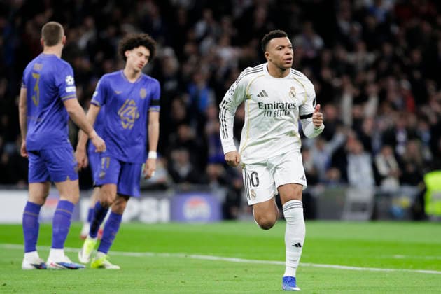UEFA champions league - Real Madrid vs AS Monaco MADRID, SPAIN - January 20:Kylian Mbappe of Real Madrid celebrates a goal during the UEFA champions league 2025 26 match between Real Madrid and AS Monaco at Santiago Bernabeu Stadium. (Photo by Guille Martinez f22photo) Madrid Santiago Bernabeu Stadium Spain Copyright: xGuillermoxMartinezx