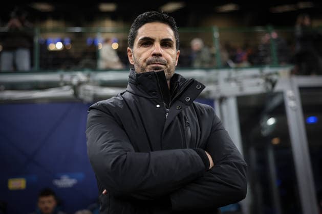 Milan, Italy, 20th January 2026. Mikel Arteta Arsenal FC Head Coach looks on prior to kick off in the Internazionale vs Arsenal UEFA Champions League match at Giuseppe Meazza, Milan. Picture credit should read: Jonathan Moscrop Sportimage EDITORIAL USE ONLY. No use with unauthorised audio, video, data, fixture lists, club league logos or live services. Online in-match use limited to 120 images, no video emulation. No use in betting, games or single club league player publications. SPI_024_JM_INTER_ARSENAL_UCL SPI-4421-0024