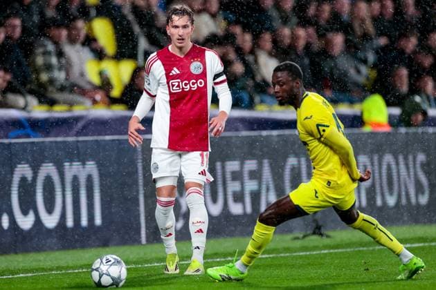 VILLARREAL , 20- 01-2026 , Estadio de la Ceramica, Season 2025 2026, UEFA Champions League match between Villarreal and Ajax. Picture shows Ajax player Mika Godts Villarreal - Ajax  x200955077x Copyright: