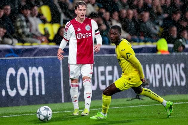VILLARREAL , 20- 01-2026 , Estadio de la Ceramica, Season 2025 2026, UEFA Champions League match between Villarreal and Ajax. Picture shows Ajax player Mika Godts Villarreal - Ajax  x200955079x Copyright: