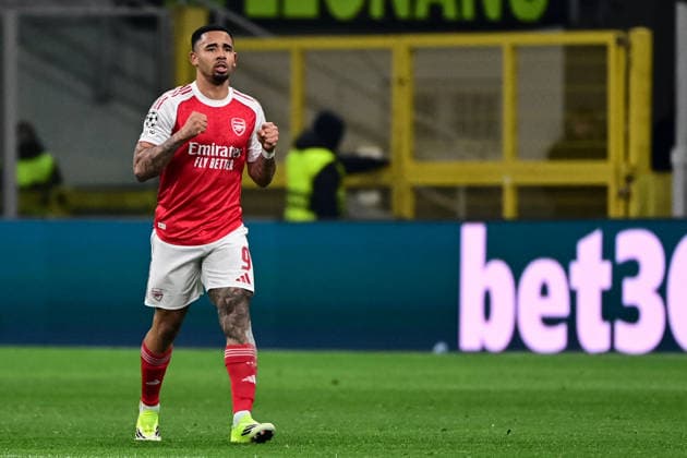 Inter Milan v Arsenal - UEFA Champions League MILAN, ITALY - JANUARY 20: Gabriel Jesus of Arsenal celebrates after scoring his team first goal during the UEFA Champions league football match between Inter Milan and Arsenal at the San Siro Stadium in Milan, Italy on January 20, 2026. Piero Cruciatti Anadolu Milan Italy. Editorial use only. Please get in touch for any other usage.  Copyright: x2026xAnadoluxPieroxCruciattix