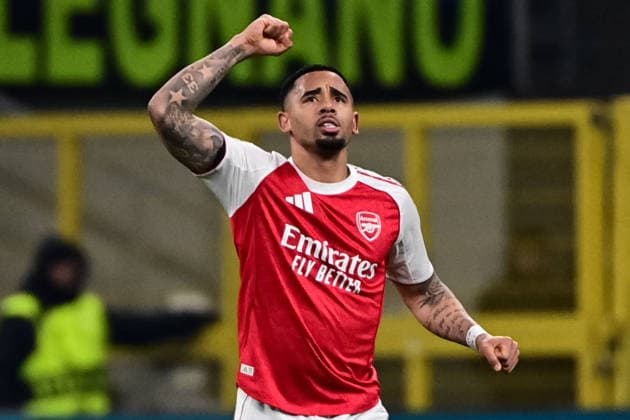 Inter Milan v Arsenal - UEFA Champions League MILAN, ITALY - JANUARY 20: Gabriel Jesus of Arsenal celebrates after scoring his team first goal during the UEFA Champions league football match between Inter Milan and Arsenal at the San Siro Stadium in Milan, Italy on January 20, 2026. Piero Cruciatti Anadolu Milan Italy. Editorial use only. Please get in touch for any other usage.  Copyright: x2026xAnadoluxPieroxCruciattix