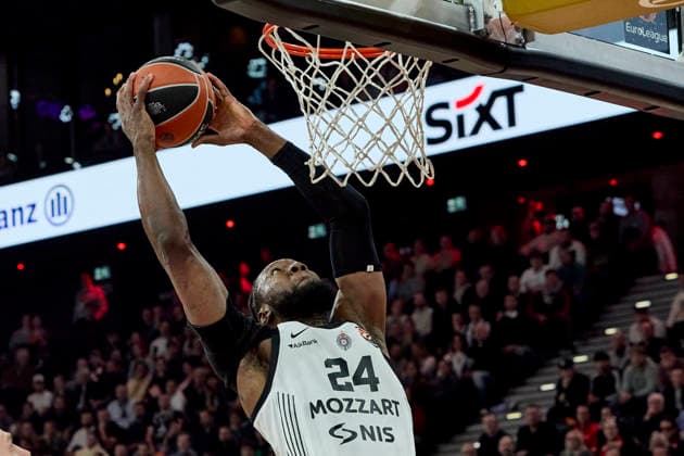 Turkish Airlines EuroLeague Basketball, FC Bayern Munich Basketball vs Partizan Mozzart Bet Belgrade, München FC Bayern Basketball, Munich FC Bayern Basketball, Belgrade Partizan Mozzart Bet, 2026-01-20 in München (SAP Garden) FERNANDO Bruno (Partizan Mozzart Bet Belgrade Center (Nr.24) (PAR24)) sportworld München SAP Garden Bayern Deutschland