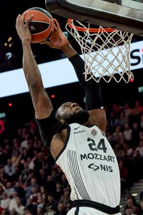 Turkish Airlines EuroLeague Basketball, FC Bayern Munich Basketball vs Partizan Mozzart Bet Belgrade, München FC Bayern Basketball, Munich FC Bayern Basketball, Belgrade Partizan Mozzart Bet, 2026-01-20 in München (SAP Garden) FERNANDO Bruno (Partizan Mozzart Bet Belgrade Center (Nr.24) (PAR24)) sportworld München SAP Garden Bayern Deutschland