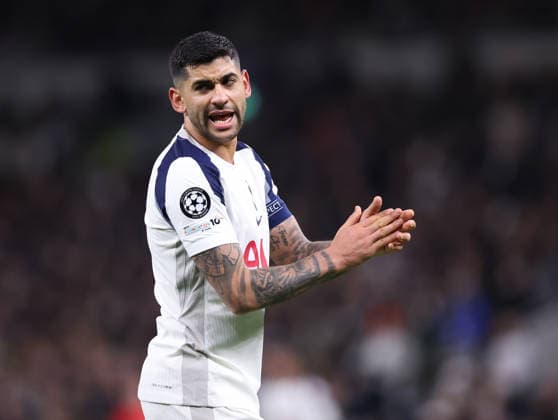 London, England, 20th January 2026. Cristian Romero of Tottenham during the Tottenham Hotspur vs Borussia Dortmund UEFA Champions League match at the Tottenham Hotspur Stadium, London. Picture credit should read: David Klein Sportimage EDITORIAL USE ONLY. No use with unauthorised audio, video, data, fixture lists, club league logos or live services. Online in-match use limited to 120 images, no video emulation. No use in betting, games or single club league player publications. SPI_058_DK_Spurs_Dortmund SPI-4464-0059