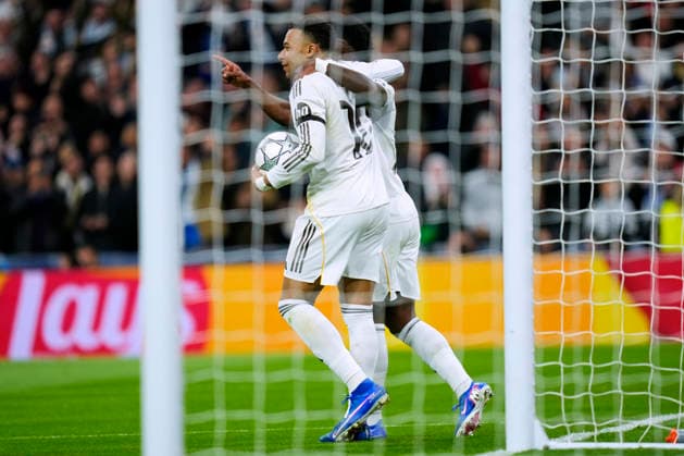ESP: Real Madrid v AS Monaco. UEFA Champions League. Matchday 7 Kylian Mbappe of Real Madrid CF celebrates with his teammates after scoring the 2-0 during the UEFA Champions League match, between Real Madrid and AS Monaco, Matchday 7, played at Santiago Bernabeu Stadium on January 20, 2026 in Madrid, Spain. kpng Copyright: xCesarxCebollax xPRESSINx PS_260120_RMA_MON_2526_022