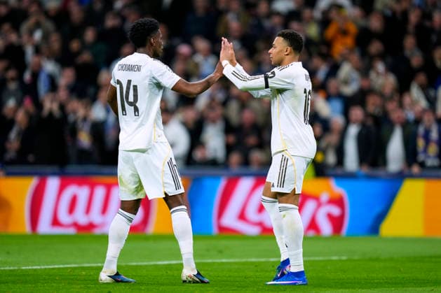 ESP: Real Madrid v AS Monaco. UEFA Champions League. Matchday 7 Kylian Mbappe of Real Madrid CF celebrates with his teammates after scoring the 2-0 during the UEFA Champions League match, between Real Madrid and AS Monaco, Matchday 7, played at Santiago Bernabeu Stadium on January 20, 2026 in Madrid, Spain. kpng Copyright: xCesarxCebollax xPRESSINx PS_260120_RMA_MON_2526_025