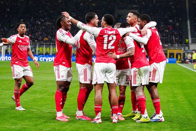Arsenal™s Gabriel Jesus celebrates after scoring goal for his team during the Uefa Champions League soccer match between Inter and Arsenal at the San Siro Stadium in Milan , north Italy - Tuesday , January 20, 2026. - Soccer .  Copyright: xMarcoxAlpozzi LaPressex