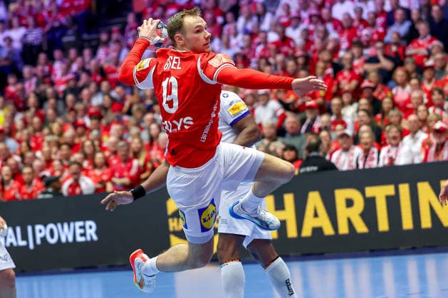 20.01.2026, Handball, Men s EHF EURO 2026, Dänemark - Portugal, Jyske Bank Boxen in Herning, Dänemark, Preliminary Round: Mathias Gidsel (Denmark 19) Dänemark