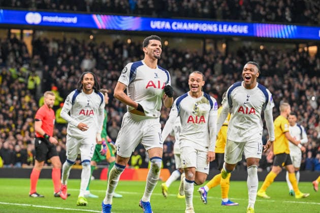 Dominic Solanke of Tottenham Hotspur celebrates scoring Tottenham Hotspur second goal during the UEFA Champions League match between Tottenham Hotspur and Borussia Dortmund at Tottenham Hotspur Stadium, London, England on 20 January 2026. Copyright: xPhilxHutchinsonx 44430012