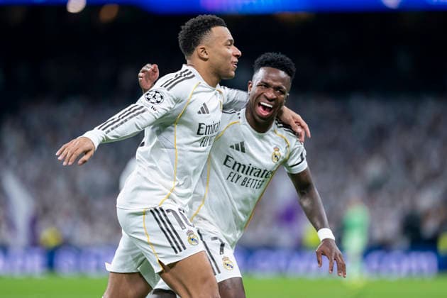 REAL MADRID CF v AS MONACO. CHAMPIONS LEAGUE 2025 2026. ROUND 7. Real Madrid CF s Kylian Mbappe and Vinicius Junior celebrate goal during Champions League 2025 2026 Round 7 match. January 20,2026. (ALTERPHOTOS Tomas Garrido) MadridSpain  Copyright: xTomasxGarridox