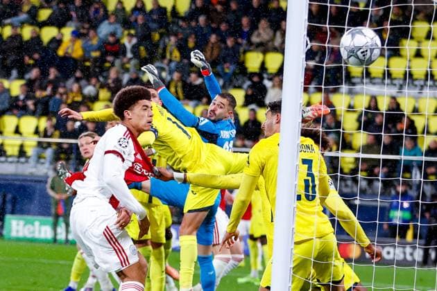 VILLARREAL , 20- 01-2026 , Estadio de la Ceramica, Season 2025 2026, UEFA Champions League match between Villarreal and Ajax. Picture shows Ajax player Oscar Gloukh scored 1-1 Villarreal - Ajax  x200956942x Copyright: