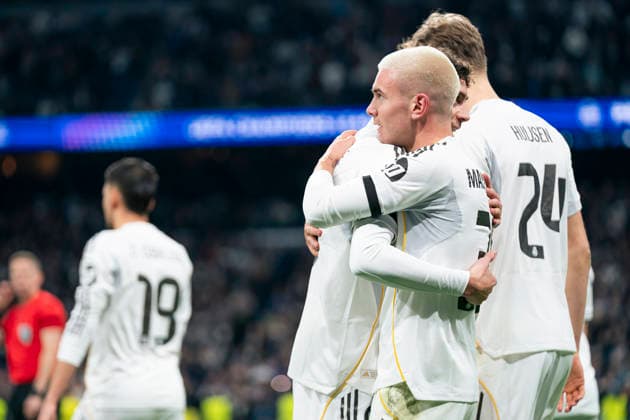 REAL MADRID CF v AS MONACO. CHAMPIONS LEAGUE 2025 2026. ROUND 7. Real Madrid CF s Franco Mastantuono (r) and Federico Valverde celebrate goal during Champions League 2025 2026 Round 7 match. January 20,2026. (ALTERPHOTOS Tomas Garrido) MadridSpain  Copyright: xTomasxGarridox
