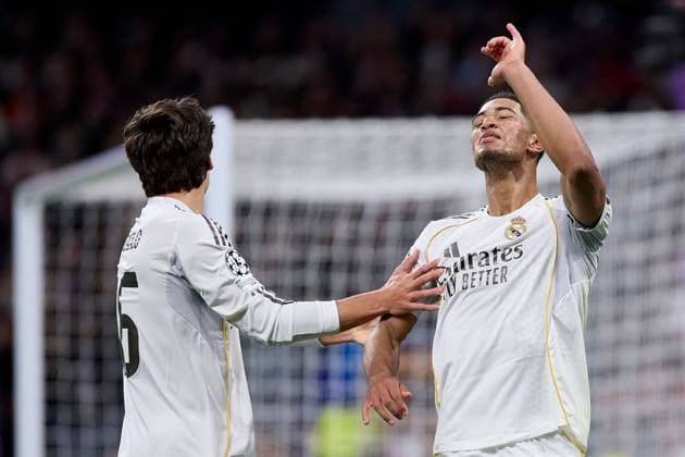 Jude Bellingham of Real Madrid CF celebrates after scoring a goal Real Madrid v AS Monaco, UEFA Champions League, Group Stage, Football, Estadio Bernabeu, Madrid, Spain - 20 Jan 2026Madrid Estadio Bernabeu Spain EDITORIAL USE ONLY No use with unauthorised audio, video, data, fixture lists, club league logos or live services. Online in-match use limited to 120 images, no video emulation. No use in betting, games or single club league player publications. Copyright: xRubenxAlbarran Shutterstockx 16374322dx
