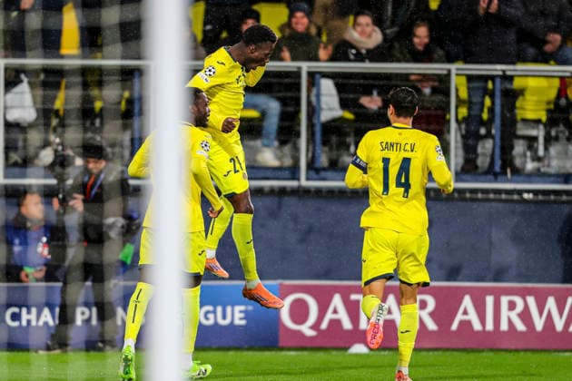 January 20, 2026, Villarreal, Castellon, SPAIN: Tani Oluwaseyi of Villarreal CF celebrates a goal with teammates during the UEFA Champion League, football match played between Villarreal CF and Ajax at the Ceramica Stadium on January 20, 2025, in Valencia, Spain. Villarreal SPAIN - ZUMAa181 20260120_zaa_a181_215 Copyright: xIvanxTerronx