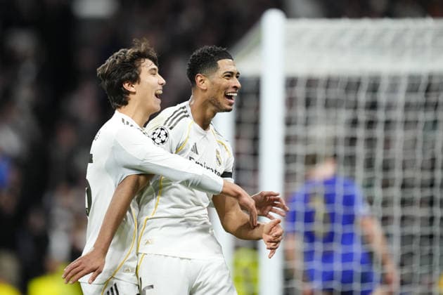Real Madrid C.F. v AS Monaco - UEFA Champions League MADRID, SPAIN - JANUARY 20: Jude Bellingham central midfield of Real Madrid and England celebrates after scoring his sides first goal during the UEFA Champions League 2025 26 League Phase MD7 match between Real Madrid C.F. and AS Monaco at Estadio Santiago Bernabeu on January 20, 2026 in Madrid, Spain. Jose Hernandez Anadolu Madrid Spain. Editorial use only. Please get in touch for any other usage.  Copyright: x2026xAnadoluxJosexHernandezx