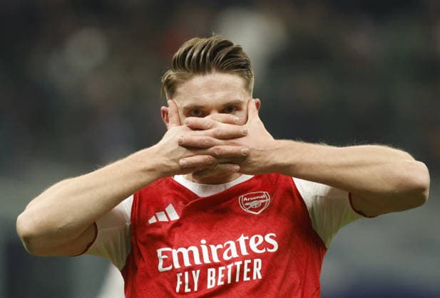 CALCIO - UEFA Champions League - Inter - FC Internazionale vs Arsenal FC Viktor Gyokeres of FC Arsenal celebrating after a goal during the Uefa Champions League 2025 26 season football match between FC Inter and FC Arsenal on 20 January 2026 at â?? Giuseppe Meazza Stadium, San Siro, Milan, Italy. Photo Nderim KACELI Milan Italy  Copyright: xIPAxSport ABACAx