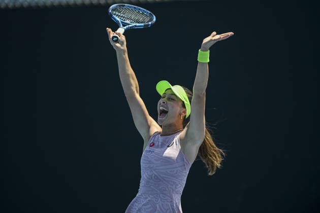Australian Open 2026 MELBOURNE, AUSTRALIA - JANUARY 21: Zeynep Sonmez of Turkiye reacts after winning her round two match against Anna Bondar of Hungary (not seen) at the Australian Open grand slam tennis tournament at Melbourne Park in Melbourne, Australia on January 21, 2026. Mark Avellino Anadolu Melbourne Australia. Editorial use only. Please get in touch for any other usage.  Copyright: x2026xAnadoluxMarkxAvellinox