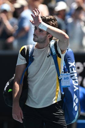 TENNIS AUSTRALIAN OPEN, Jaime Faria of Portugal following his loss to Andrey Rublev of Russia on day 4 of the 2026 Australian Open tennis tournament at Melbourne Park in Melbourne, Wednesday, January 21, 2026. ( NO ARCHIVING MELBOURNE VICTORIA AUSTRALIA  Copyright: xLUKASxCOCHx 20260121124738009173