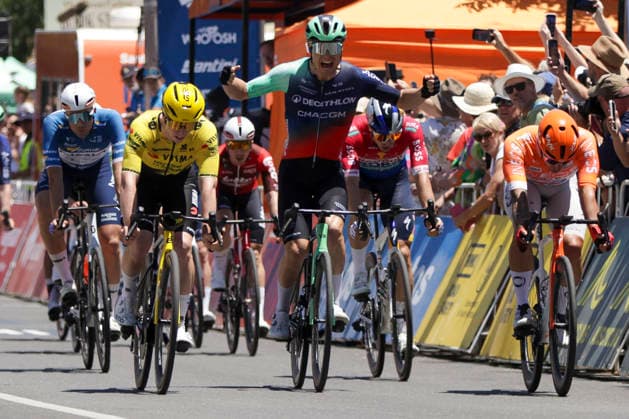 CYCLING TOUR DOWN UNDER, Tobias Lund Andresen of Decathlon CMA CGM Team wins stage 1, Tanunda to Tanunda, 120.6km of the 2026 Men s Tour Down Under professional road bicycle race in Adelaide, Wednesday, January 21, 2026. ( NO ARCHIVING, EDITORIAL USE ONLY ADELAIDE SOUTH AUSTRALIA AUSTRALIA  Copyright: xMATTxTURNERx 20260121159548799990