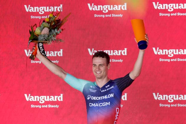 CYCLING TOUR DOWN UNDER, Tobias Lund Andresen of Decathlon CMA CGM Team winner of stage 1, Tanunda to Tanunda, 120.6km of the 2026 Men s Tour Down Under professional road bicycle race in Adelaide, Wednesday, January 21, 2026. ( NO ARCHIVING, EDITORIAL USE ONLY ADELAIDE SOUTH AUSTRALIA AUSTRALIA  Copyright: xMATTxTURNERx 20260121197283010216