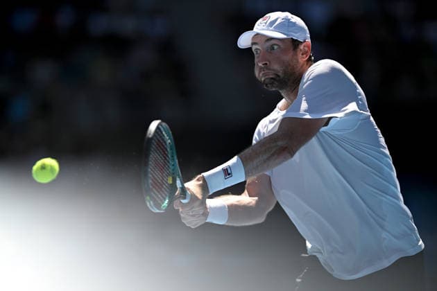 TENNIS AUSTRALIAN OPEN, Quentin Halys of France in action during the Men™s 2nd round match against Daniil Medvedev of Russia on day 4 of the 2026 Australian Open tennis tournament at Melbourne Park in Melbourne, Wednesday, January 21, 2026. ( NO ARCHIVING MELBOURNE VICTORIA AUSTRALIA  Copyright: xLUKASxCOCHx 20260121184525376078