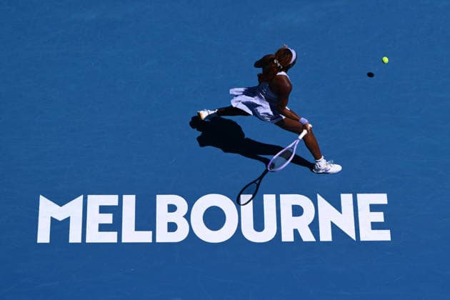 TENNIS AUSTRALIAN OPEN, Coco Gauff of the USA in action during the Women™s 2nd round match against Olga Danilovic of Sebia on day 4 of the 2026 Australian Open tennis tournament at Melbourne Park in Melbourne, Wednesday, January 21, 2026. ( NO ARCHIVING MELBOURNE VICTORIA AUSTRALIA  Copyright: xJOELxCARRETTx 20260121192797416249