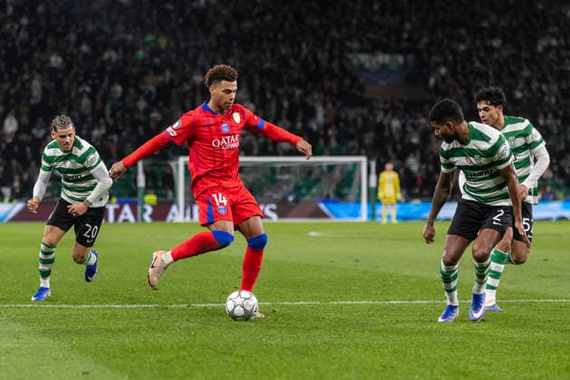 Sporting CP vs Paris Saint-Germain in Lisbon, Portugal - 20 Jan 2026 Desire Doue (C) from Paris Saint-Germain seen in action during the UEFA Champions League Matchday 7 between Sporting CP and Paris Saint-Germain (PSG) at Estadio de Alvalade Stadium. Final score; Sporting CP 2-1 Paris Saint-Germain (PSG) Lisbon Portugal Copyright: xHugoxAmaralx xSOPAxImagesx sporting_X_psg_champions_league_lisbon13
