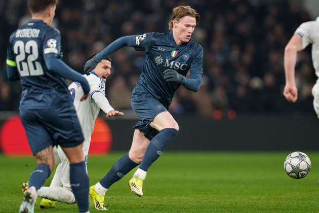 DENMARK: Champions League: FC Copenhagen - S.S.C. Napoli DENMARK: Champions League: FC Copenhagen - S.S.C. Napoli SSC Napoli s Scott McTominay and FCK s Mohamed Elyounoussi during the Champions League match between FC Copenhagen and S.S.C. Napoli at Parken in Copenhagen on Tuesday, January 20, 2026. Photo: Liselotte Sabroe Ritzau Scanpix , Copenhagen Denmark