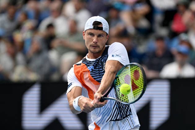 TENNIS AUSTRALIAN OPEN, Marton Fucsovics of Hungary in action during the Men™s 2nd round match against Alexander Bublik of Kazakhstan on day 4 of the 2026 Australian Open tennis tournament at Melbourne Park in Melbourne, Wednesday, January 21, 2026. ( NO ARCHIVING MELBOURNE VICTORIA AUSTRALIA  Copyright: xLUKASxCOCHx 20260121130395959374
